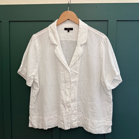 Quince 100% European Linen Short Sleeve Shirt in White - Picture 4 of 9